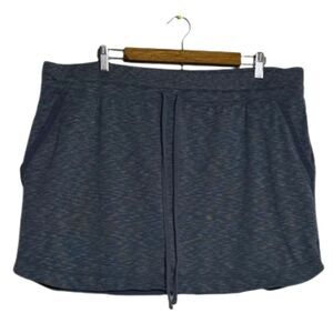 Athleta Techie Terry Drawstring Knit Skirt Womens 1X Heathered Blue Grey Active